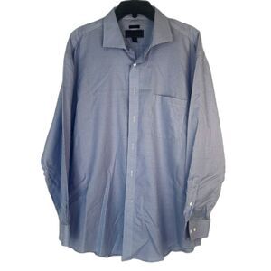 Jos A Bank Reserve Blue Gingham Egyptian Cotton Long Sleeve Shirt 17.5/35